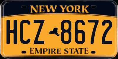 NY license plate HCZ8672