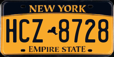 NY license plate HCZ8728