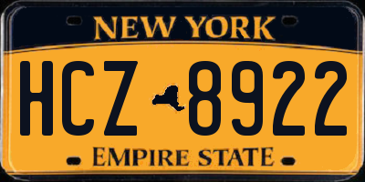NY license plate HCZ8922