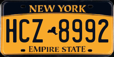 NY license plate HCZ8992