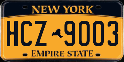 NY license plate HCZ9003