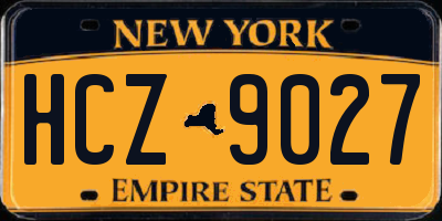 NY license plate HCZ9027