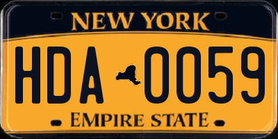 NY license plate HDA0059