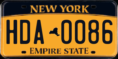 NY license plate HDA0086