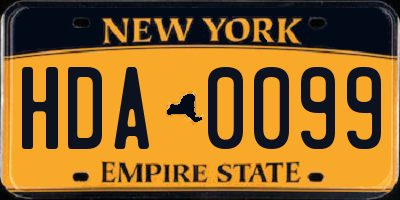 NY license plate HDA0099