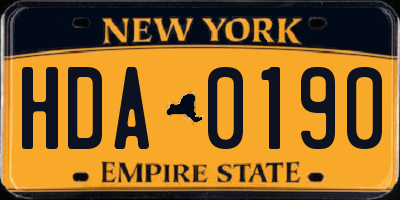 NY license plate HDA0190