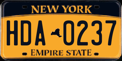 NY license plate HDA0237