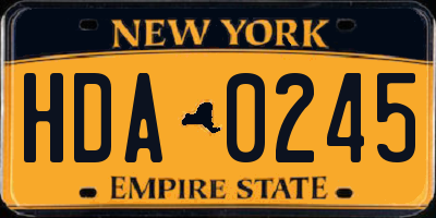 NY license plate HDA0245