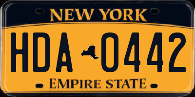 NY license plate HDA0442