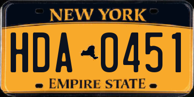 NY license plate HDA0451