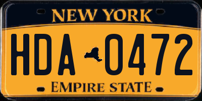 NY license plate HDA0472
