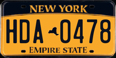 NY license plate HDA0478