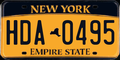 NY license plate HDA0495