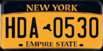NY license plate HDA0530