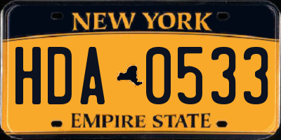 NY license plate HDA0533
