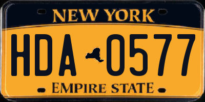 NY license plate HDA0577