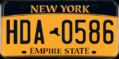 NY license plate HDA0586
