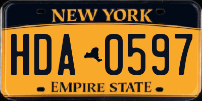 NY license plate HDA0597