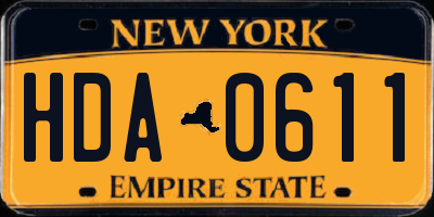 NY license plate HDA0611