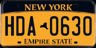 NY license plate HDA0630