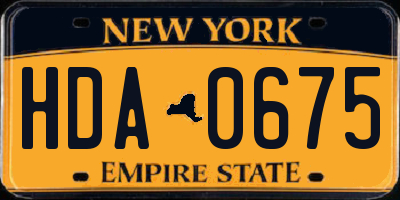 NY license plate HDA0675