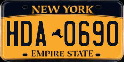 NY license plate HDA0690