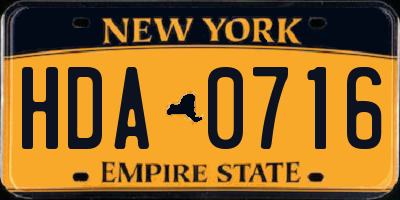 NY license plate HDA0716