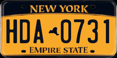NY license plate HDA0731