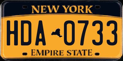 NY license plate HDA0733