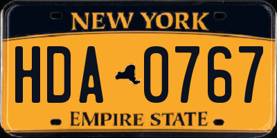 NY license plate HDA0767