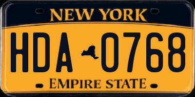 NY license plate HDA0768