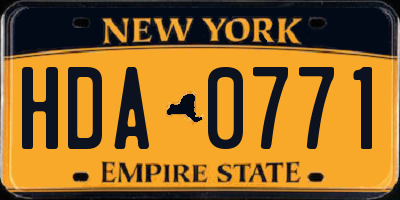 NY license plate HDA0771