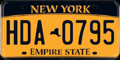 NY license plate HDA0795