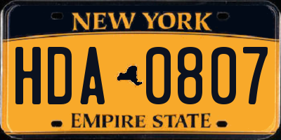 NY license plate HDA0807