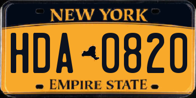 NY license plate HDA0820