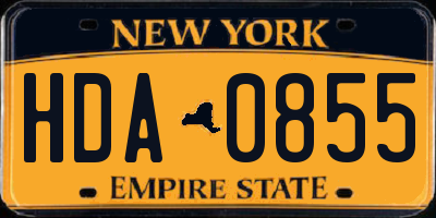 NY license plate HDA0855