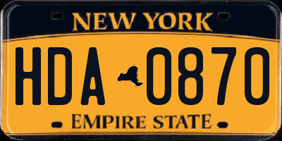 NY license plate HDA0870