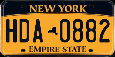 NY license plate HDA0882