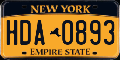 NY license plate HDA0893