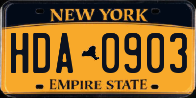 NY license plate HDA0903