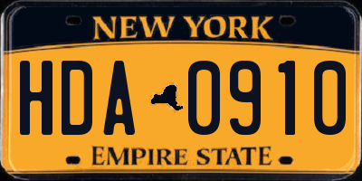NY license plate HDA0910