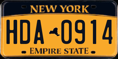 NY license plate HDA0914