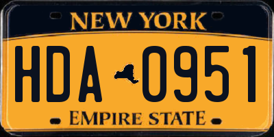 NY license plate HDA0951