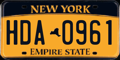 NY license plate HDA0961