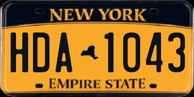 NY license plate HDA1043