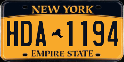 NY license plate HDA1194