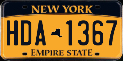 NY license plate HDA1367