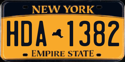 NY license plate HDA1382