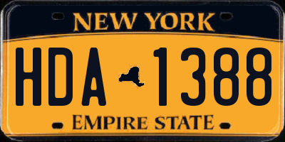 NY license plate HDA1388