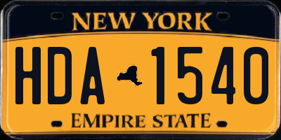 NY license plate HDA1540